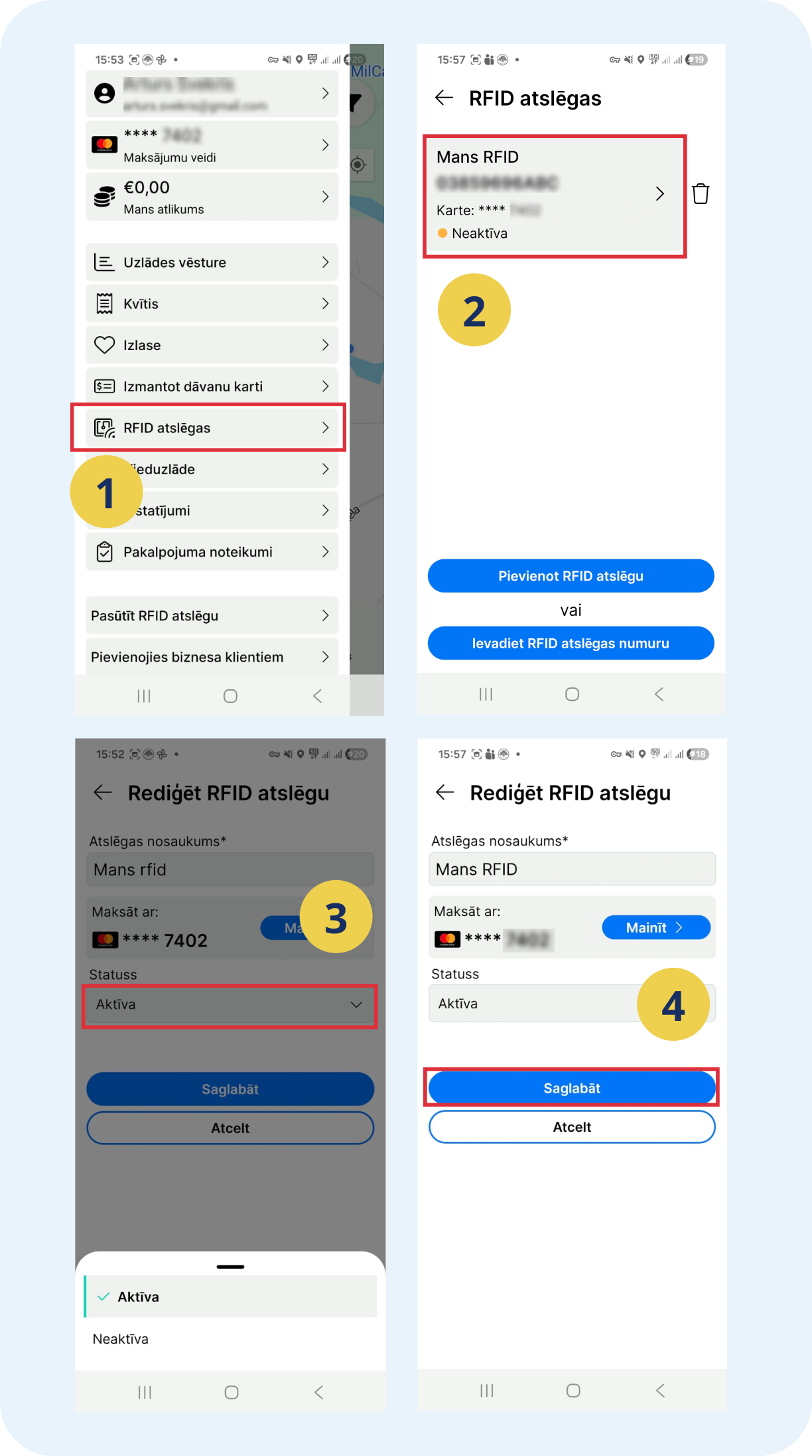 RFID-võtme aktiveerimise juhend.