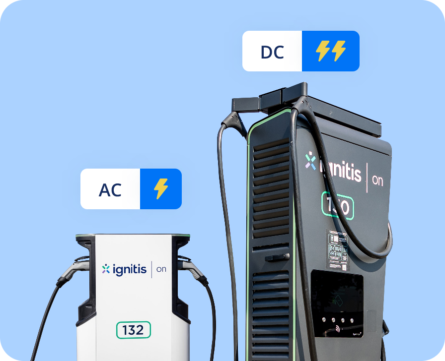 AC un DC uzlādes stacijas