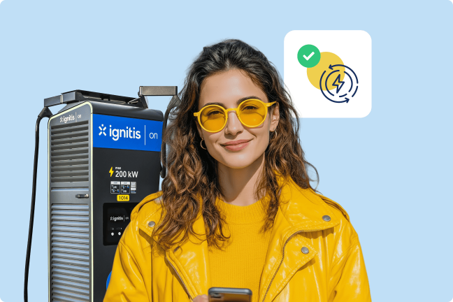 Sieviete priecājas par automātisko uzlādi.